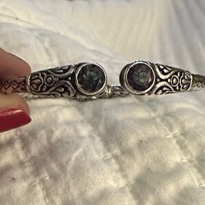 Elegant Alexandrite Silver Bracelet with Intricate Design